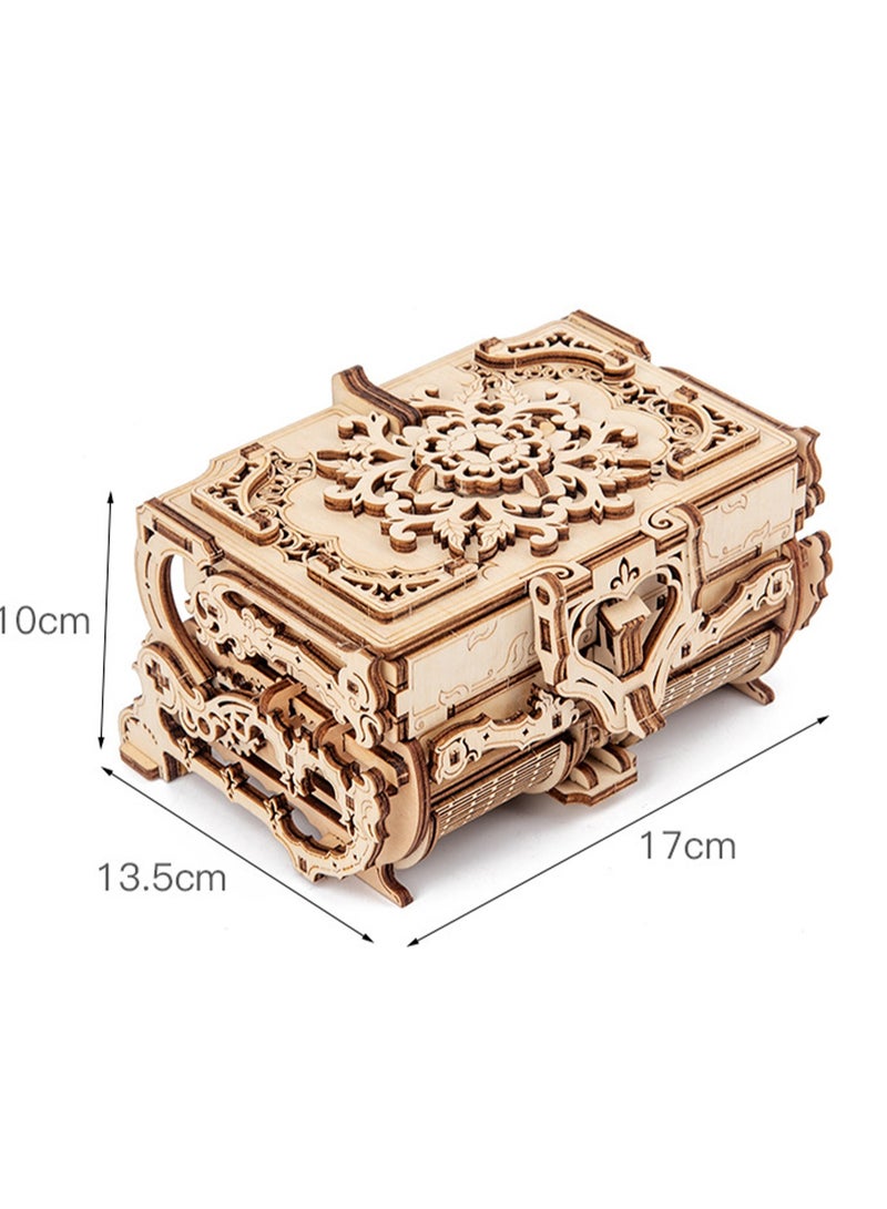 Wooden 3D DIY Hands-on Assembly Antique Jewelry Box Crafts Boys and Girls Gift Movable Assembly Toys - Image 2